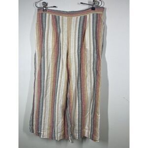 Beach Lunch Lounge Pants Womens Size Small Boho Wide Cropped Coastal Linen Blend